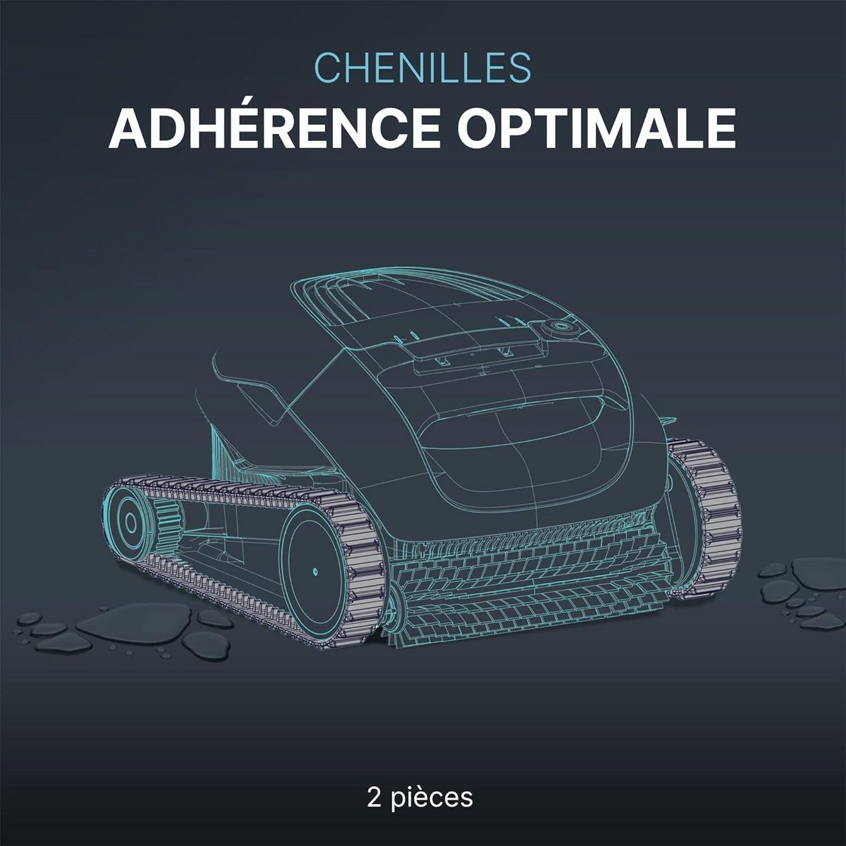 Dolphin Chenilles de remplacement grises (2 pièces) pour dolphin gamme e et t - 9983152-r2