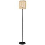 homcom lampadaire aspect cannage style cosy 40 w max. h.158 cm piètement mât métal noir abat-jour corde papier tressé main