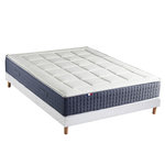 IDLITERIE Ensemble Matelas Ressort 7 zones + Mémoire de forme + Sommier KING STYLE Fabriqué en France. Coloris disponibles : Gris, Vert, Bleu