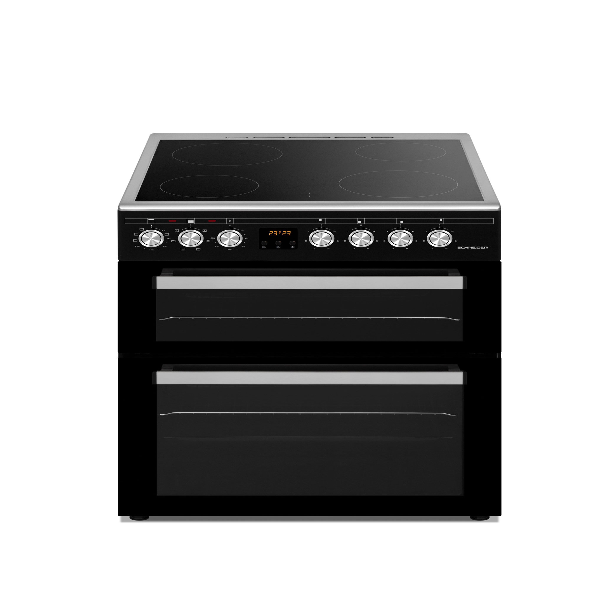 SCHNEIDER Cuisinière double four 4 feux vitrocéramique Black mat - SCCV64DO-BM