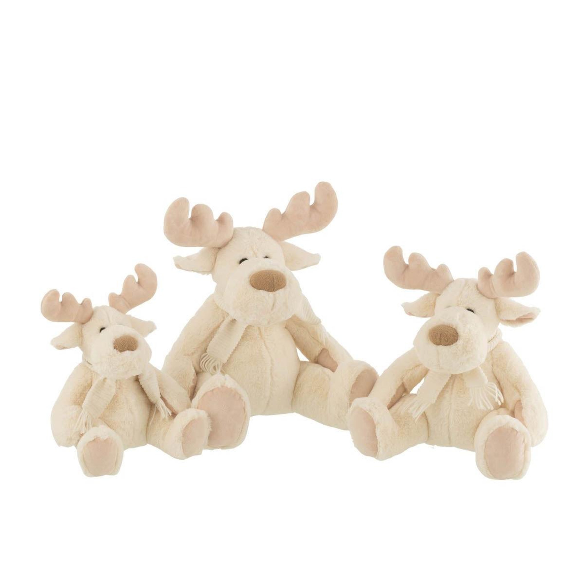 Voir la diapositive 2 : J-LINE Peluche enfant renne assis  prancer  32cm beige