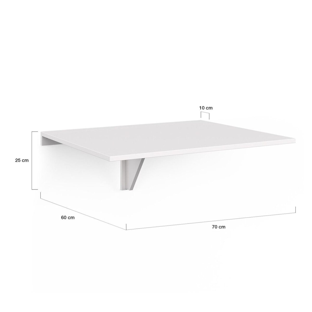 ID MARKET Table murale EXPRESS rabattable 2 personnes blanc L. 70 cm