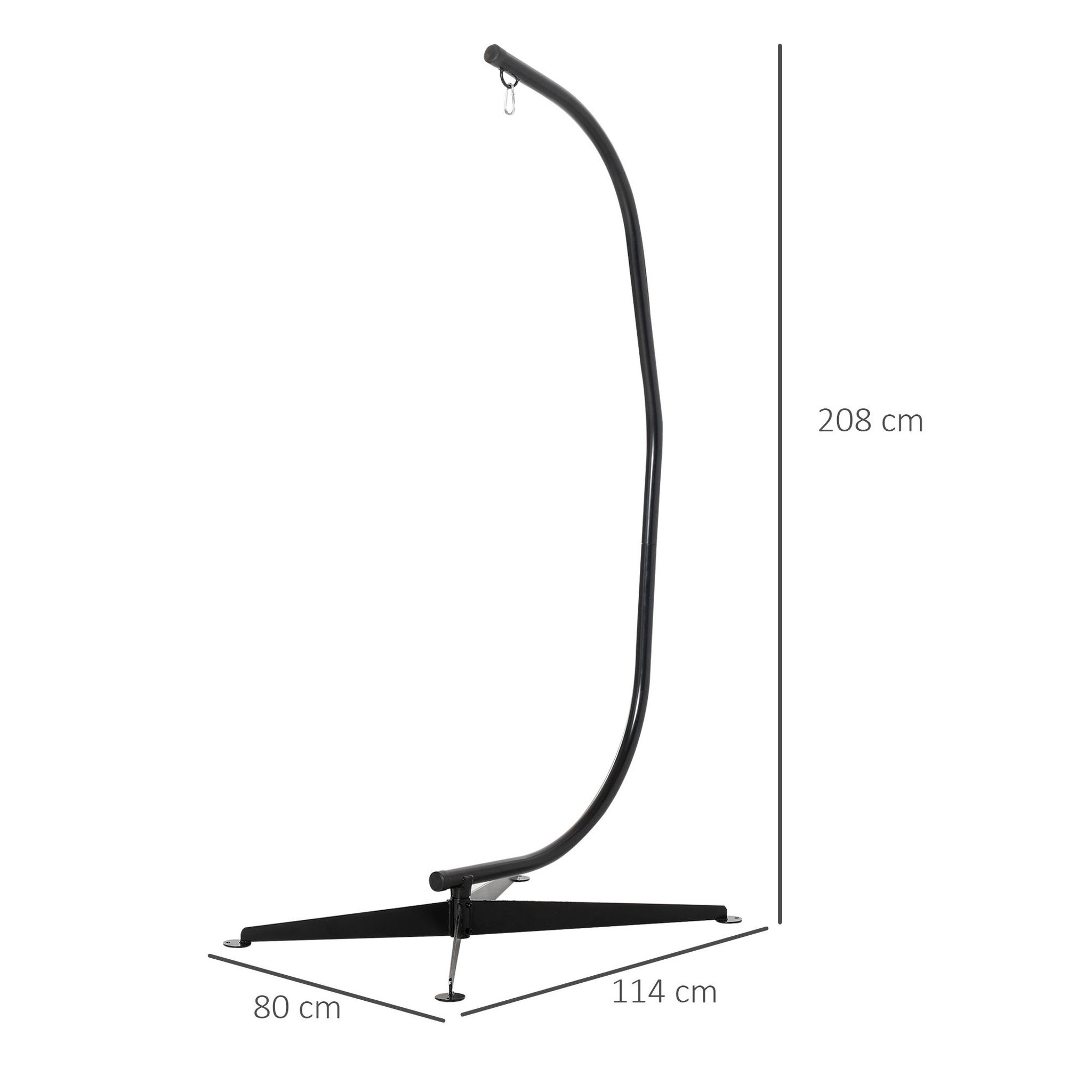 Voir la diapositive 3 : OUTSUNNY Support pour fauteuil suspendu - pied fauteuil suspendu - max. 120 Kg - métal noir