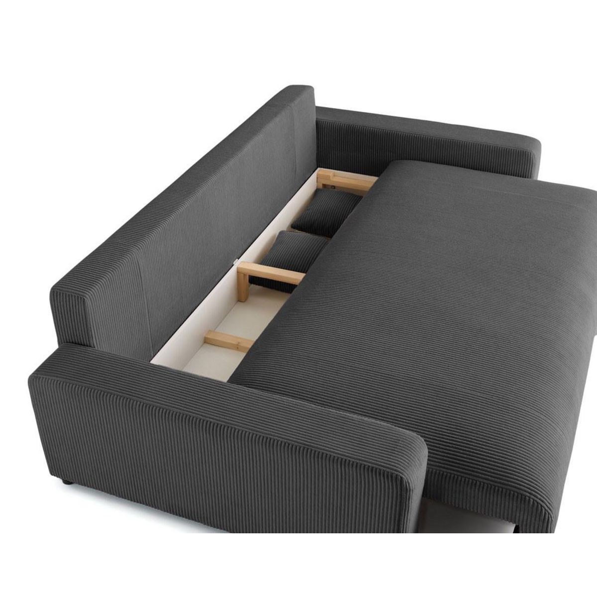 LISA DESIGN Pivoine - canapé droit 3 places - convertible avec coffre - en velours côtelé