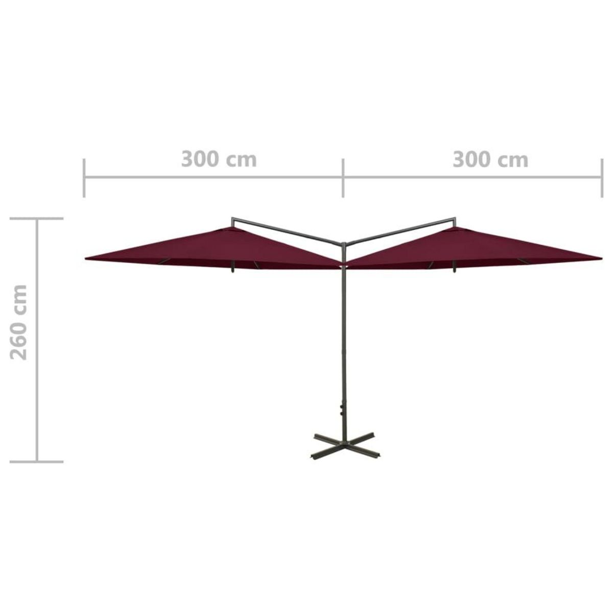 VIDAXL Parasol de jardin double et mat en acier Rouge bordeaux 600 cm