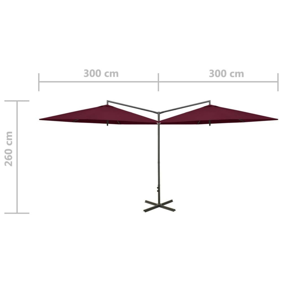 VIDAXL Parasol de jardin double et mat en acier Rouge bordeaux 600 cm