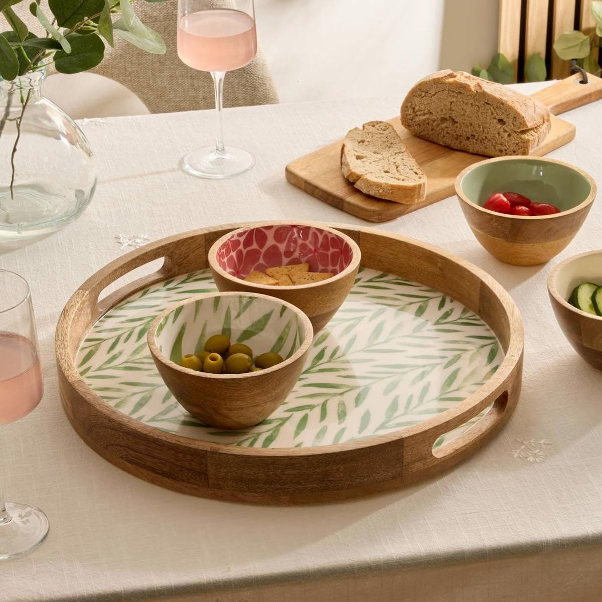 SECRET DE GOURMET Saladier en Bois  Inaya  19cm Vert Olive