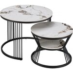 Habitat et Jardin Lot de 2 tables basses gigognes en céramique  Ombre  - 70 x 70 x 45 cm - Blanc