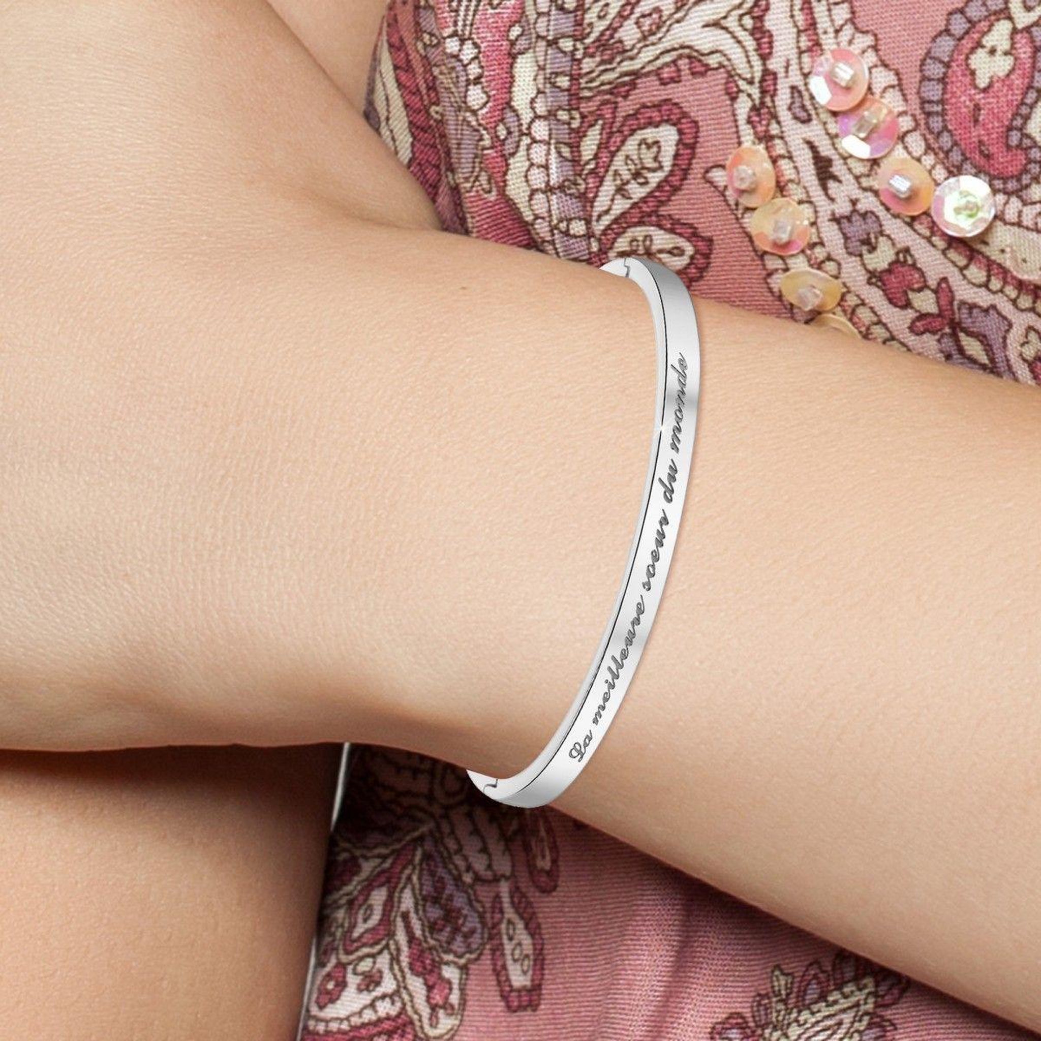 Voir la diapositive 2 : SC CRYSTAL La meilleure soeur du monde - Bracelet SC Crystal en Acier Rhodié argenté