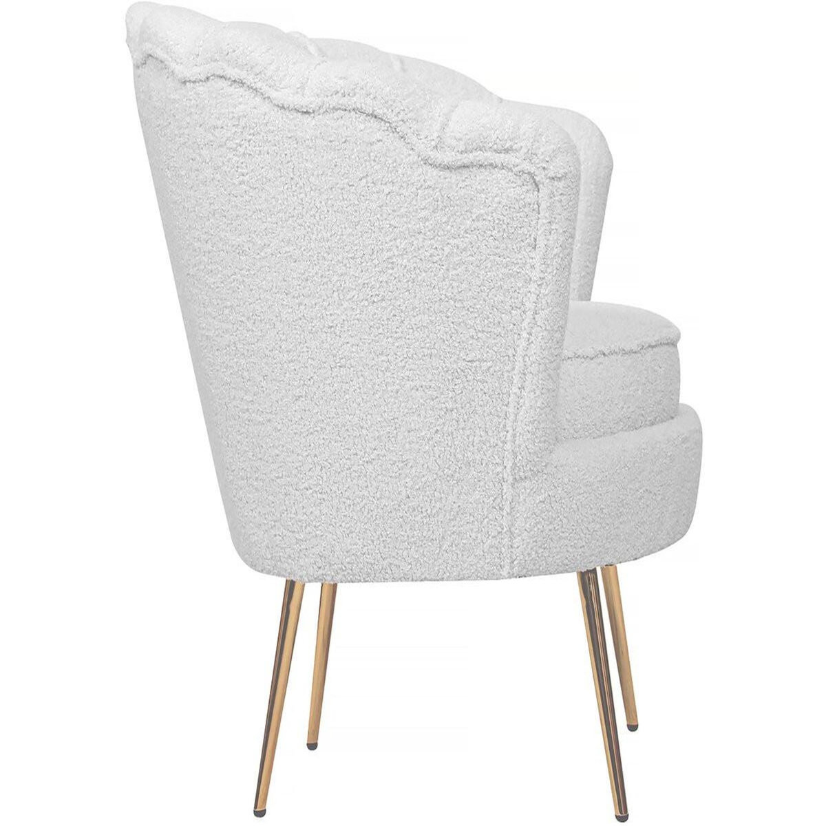 Habitat et Jardin Fauteuil bouclette  Floria  - 75 x 68 x 77,5 cm -  Blanc