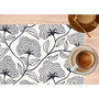 Voir la diapositive 2 : HABITABLE Lot de 6 sets de table motifs ginkgo CASSIA - 28 x 43 cm - Beige et noir
