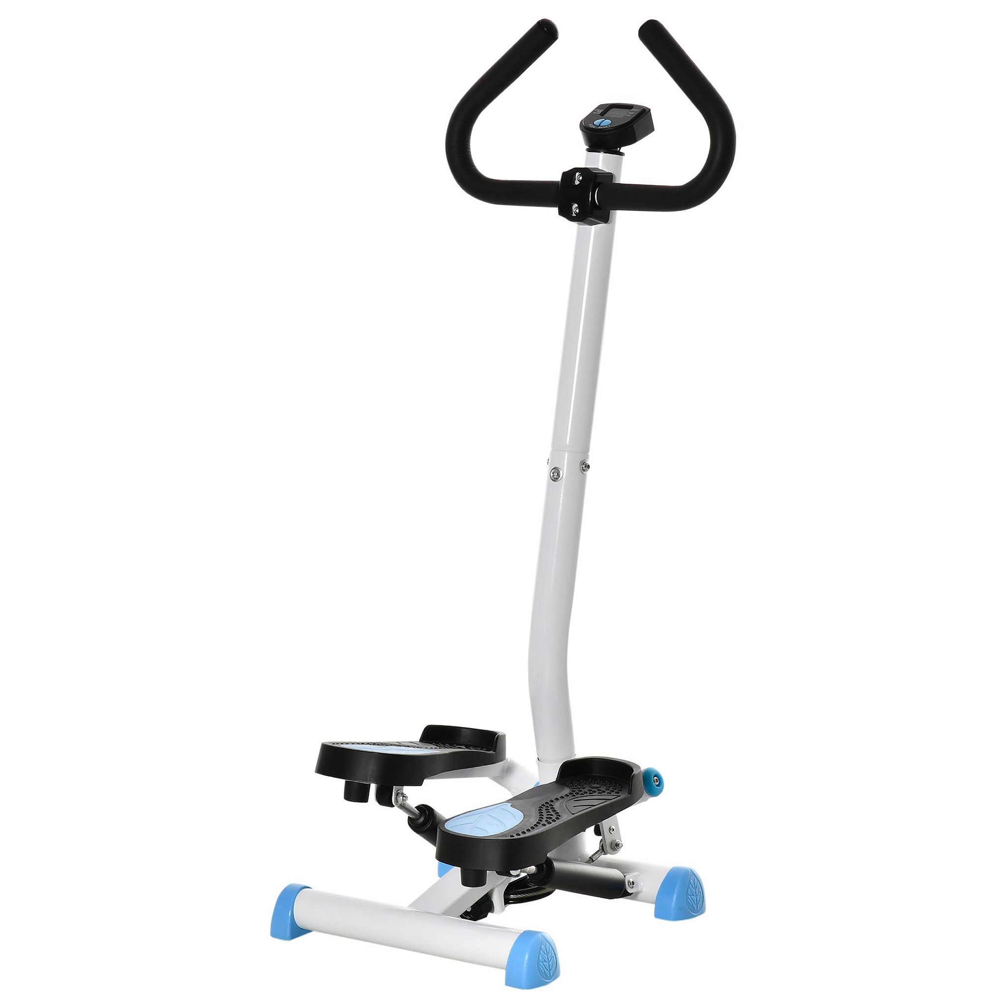 HOMCOM Stepper fitness avec guidon ergonomique - écran lcd multifonction - résistance réglable - acier blanc bleu noir