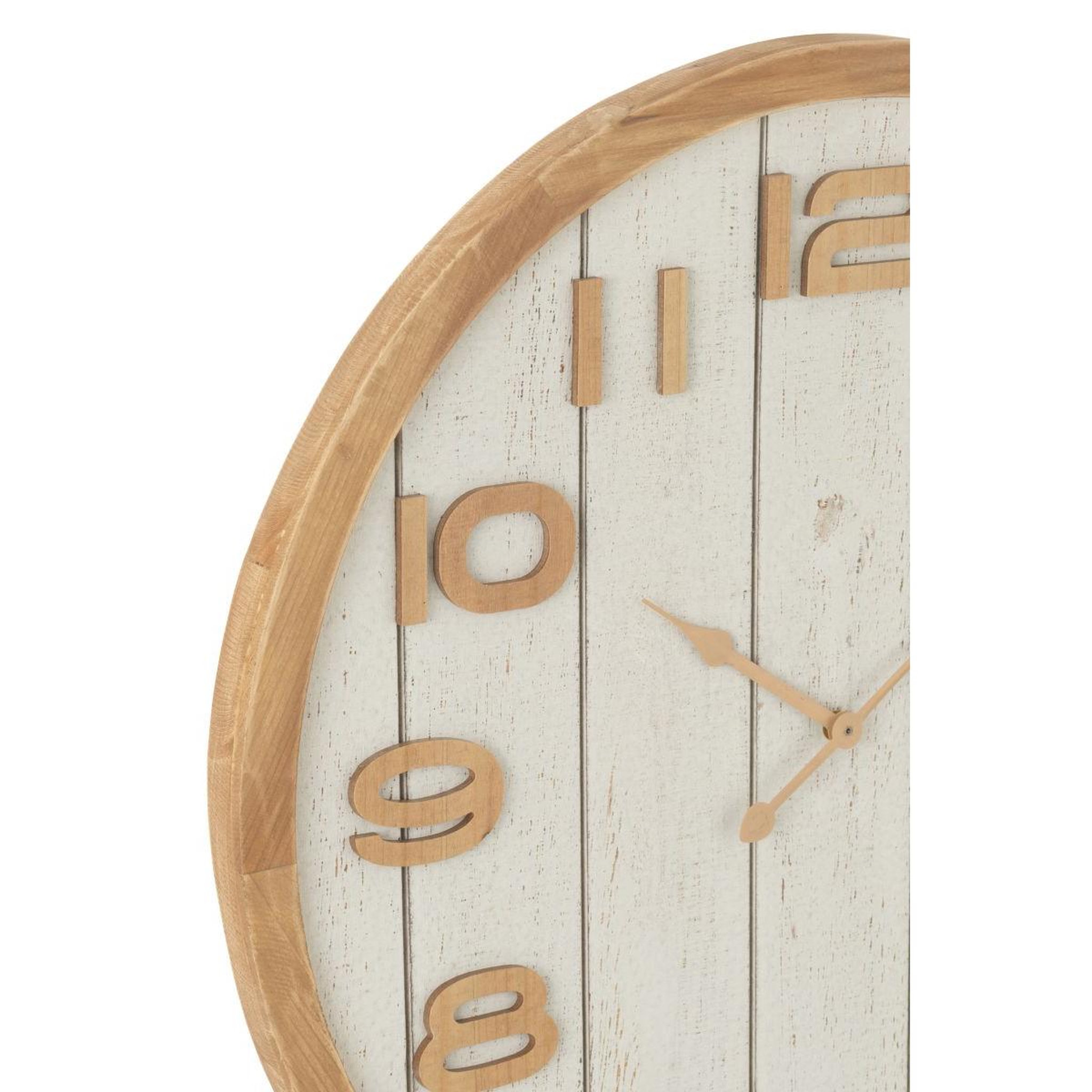 Voir la diapositive 2 : J-LINE Horloge murale en bois  beatriz  60cm blanc & naturel