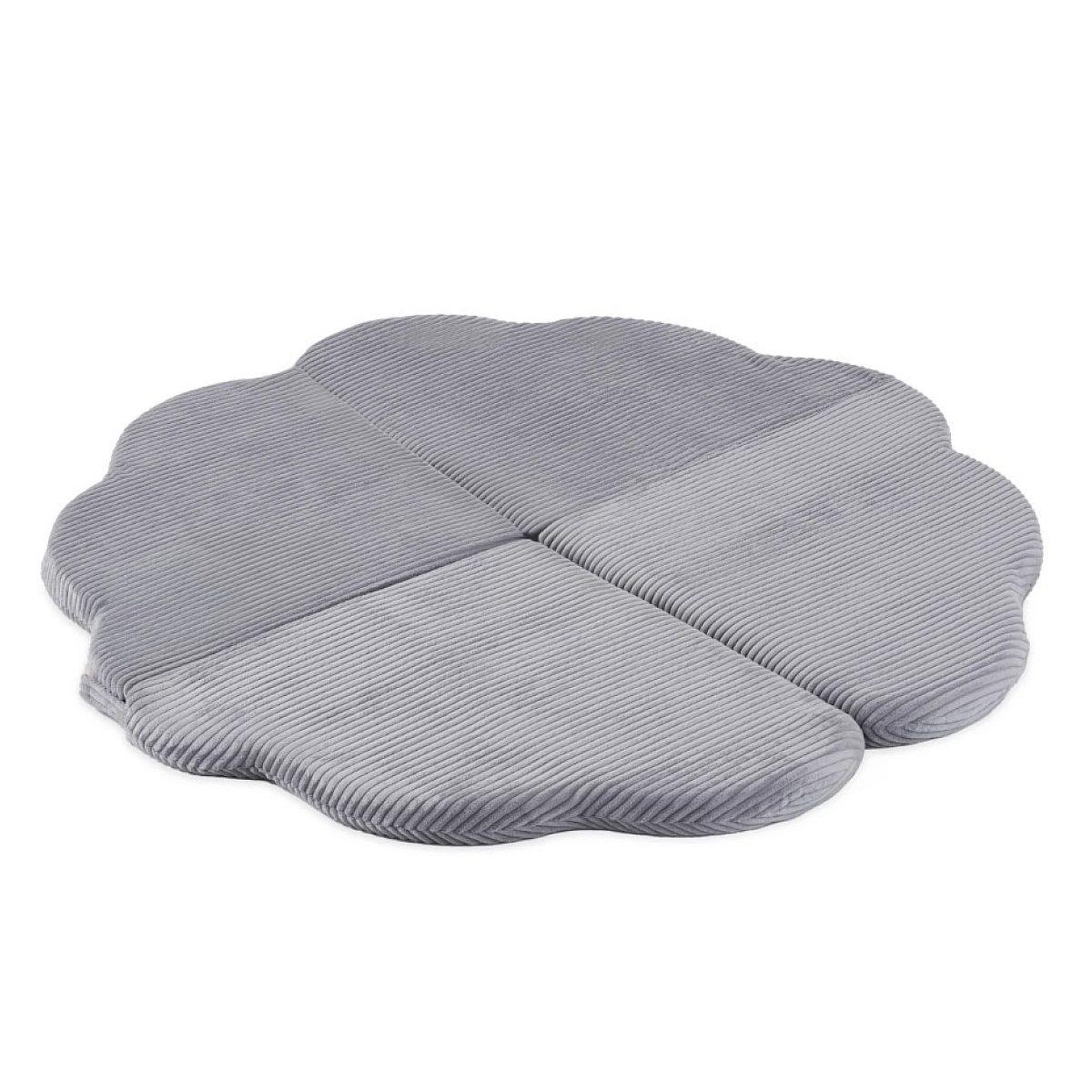 PLUSH NEST Tapis fleur 115x115x5 cm velours côtelé gris