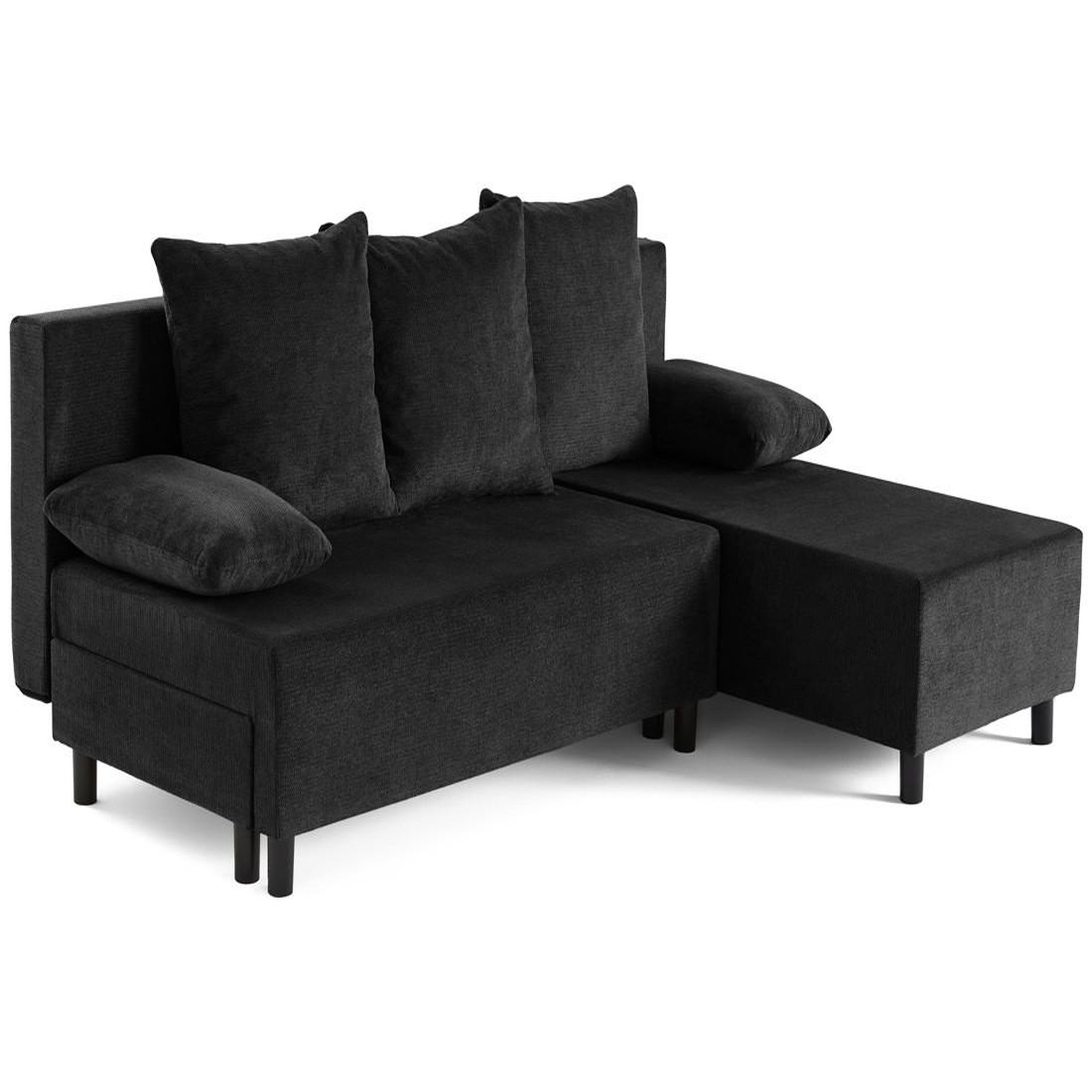 Voir la diapositive 2 : BEST MOBILIER Gloria - canapé d'angle réversible 4 places convertible avec coffre en tissu texturé