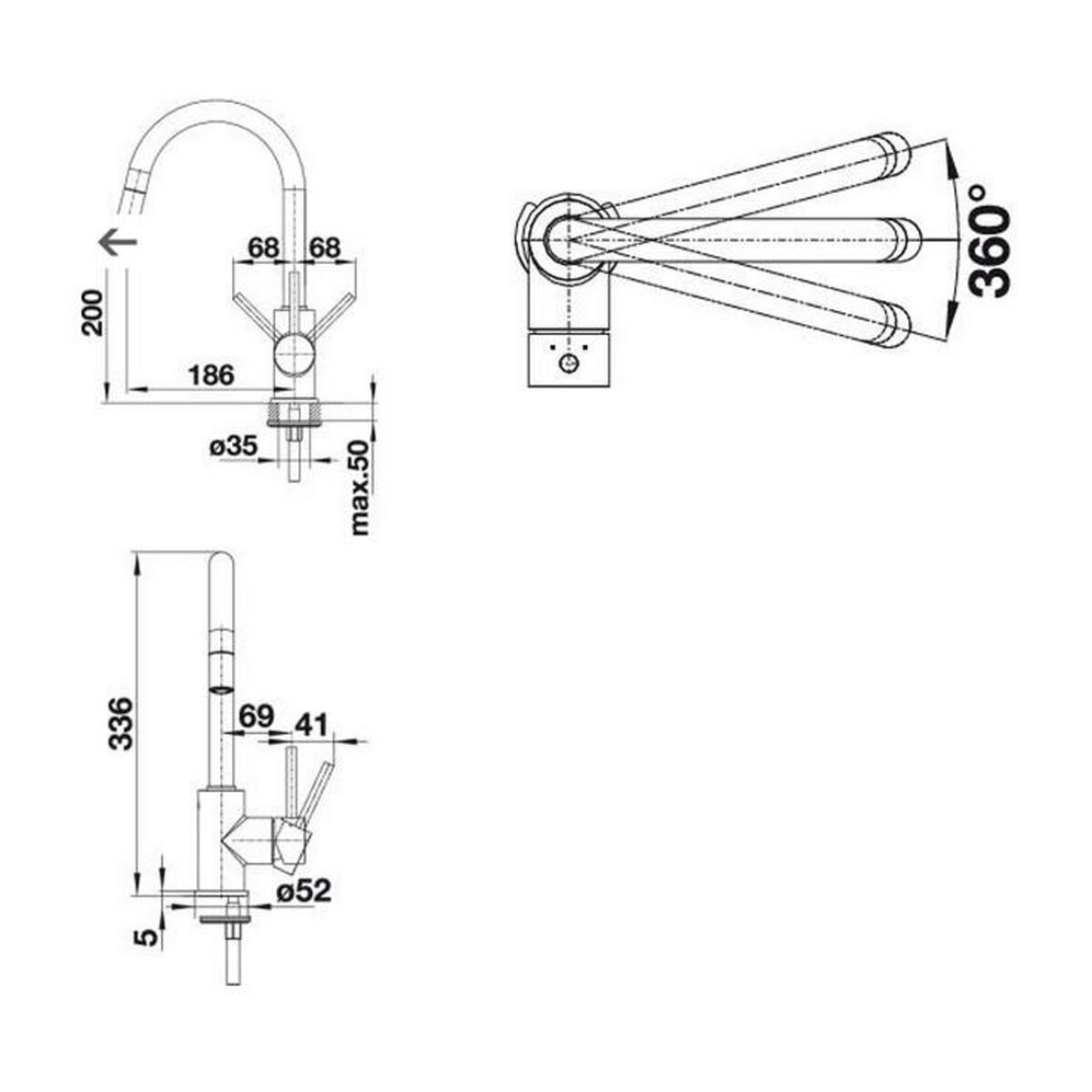 Blanco Mitigeur avec douchette chromé - 521454