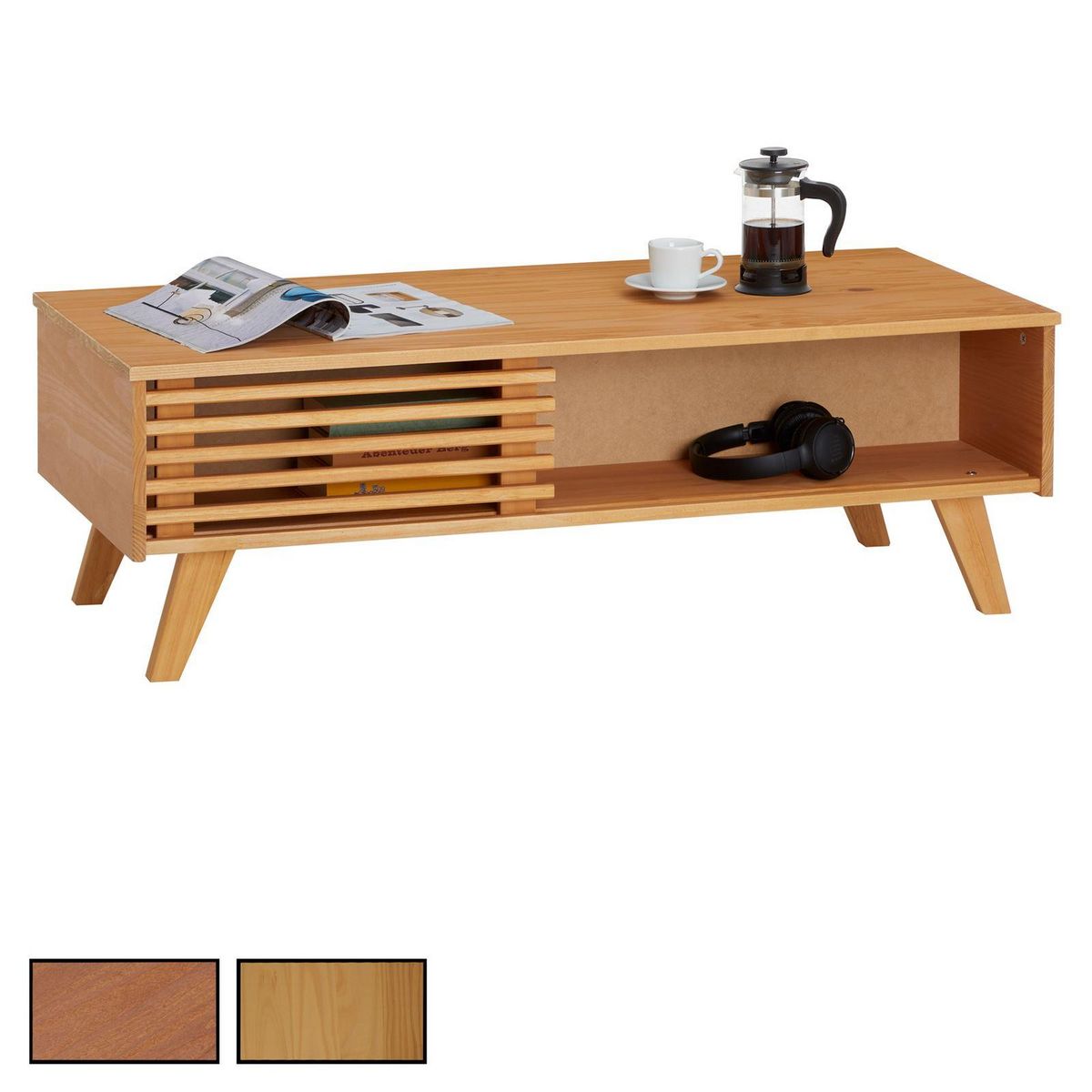 IDIMEX Couchtisch SEAN, Wohnzimmertisch aus Massivholz mit Schiebetür