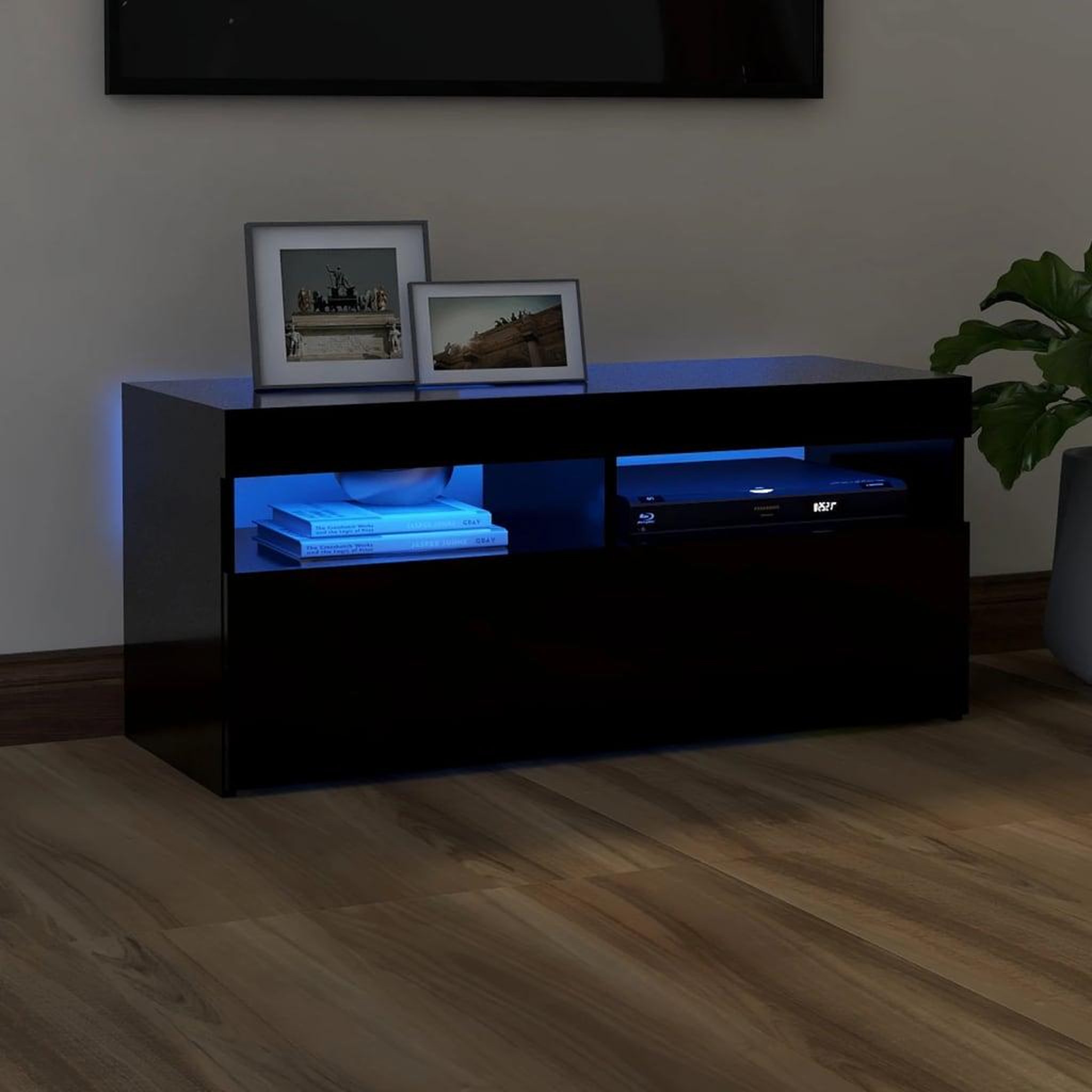 Voir la diapositive 1 : VIDAXL Meuble TV avec lumieres LED noir 90x35x40 cm