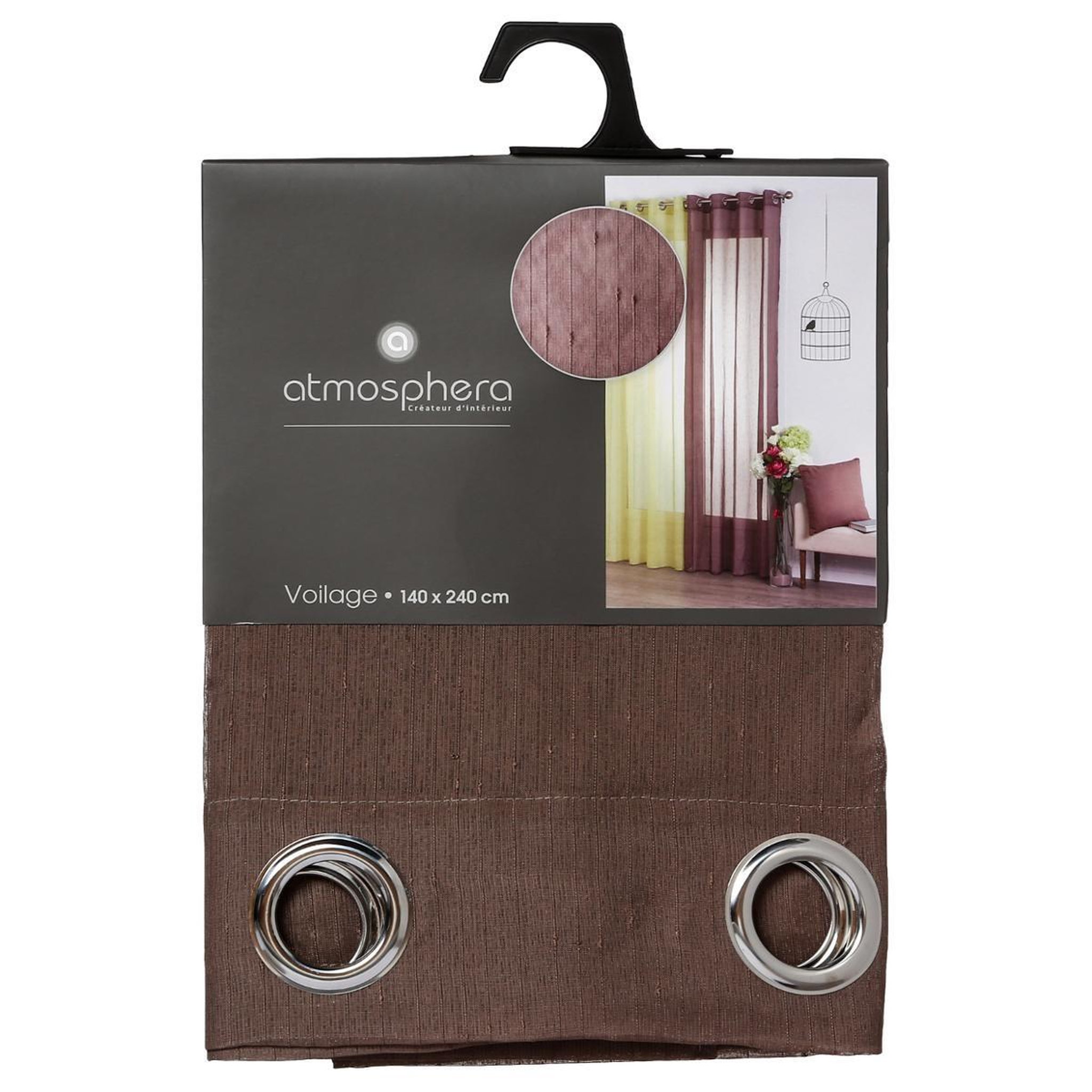Voir la diapositive 4 : ATMOSPHERA Voilage  Rayure  140x240cm Taupe