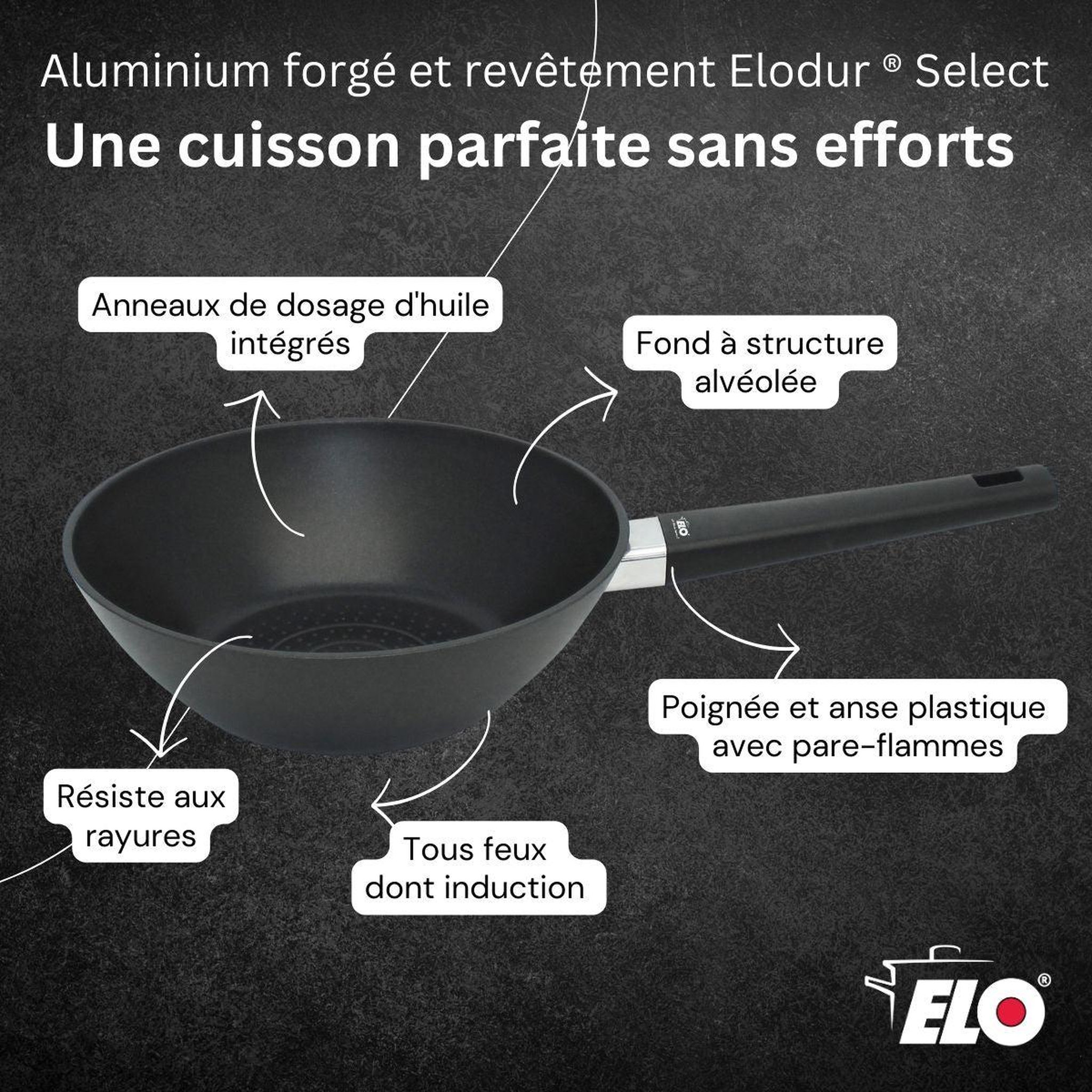 Voir la diapositive 6 : ELO Wok 24 cm antiadhésif sans pfas elo smart wave