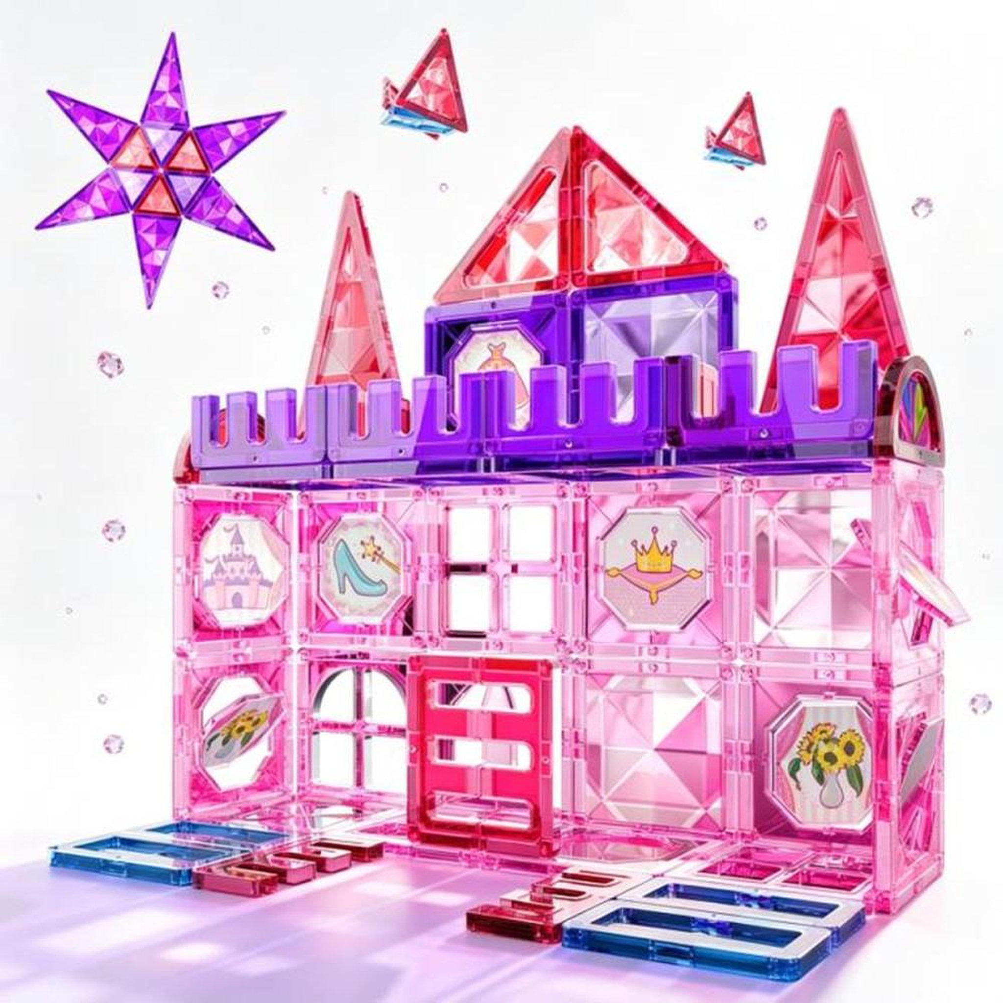 Ensemble de blocs de construction magnétiques 54 pièces multicolores pour enfants 3 à 8 ans, compatibles