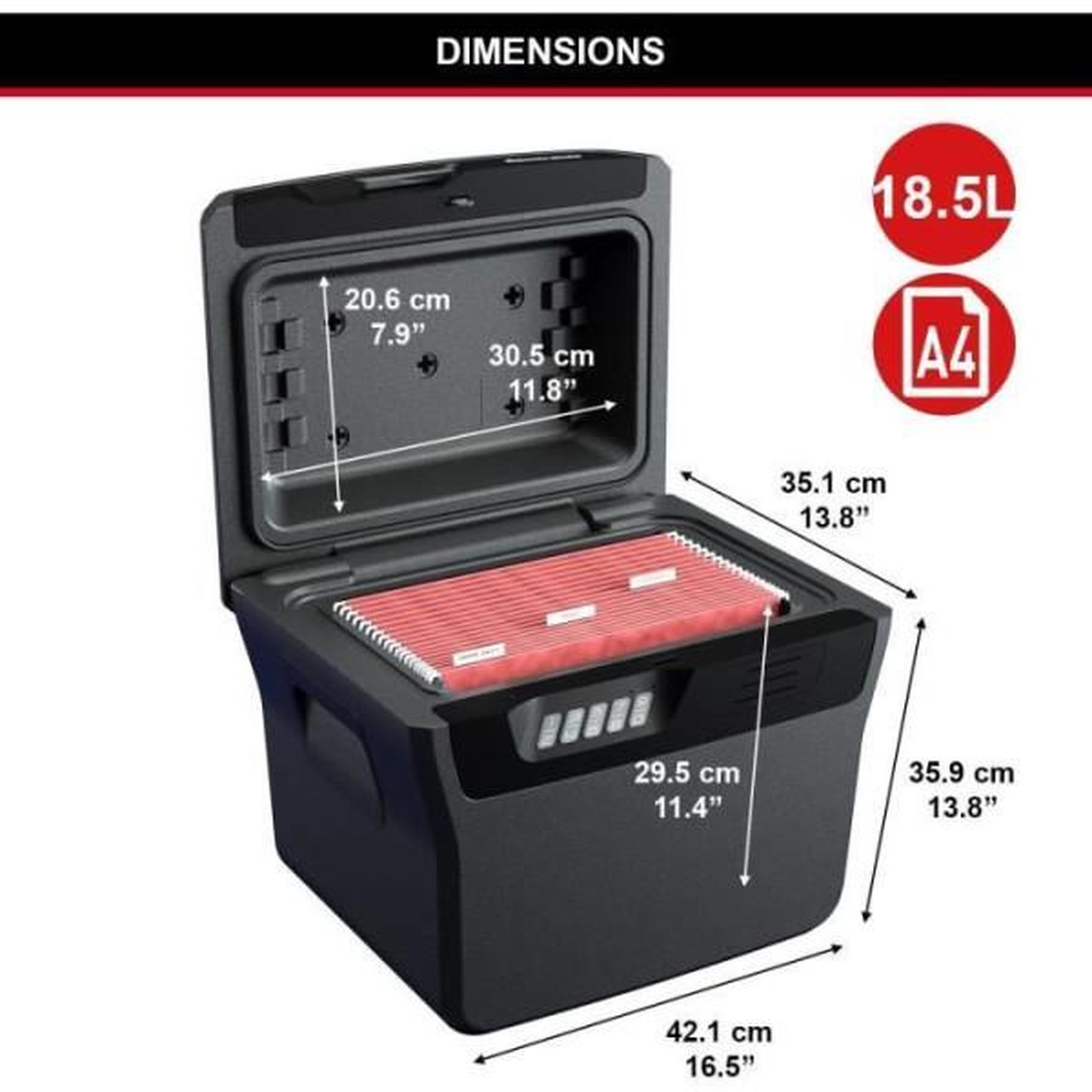 Voir la diapositive 6 : Master lock Caisse de sécurité anti feu - master lock - fhw40300eurhro - ignifuge et etanche - large 18,5l - combinaison electronique