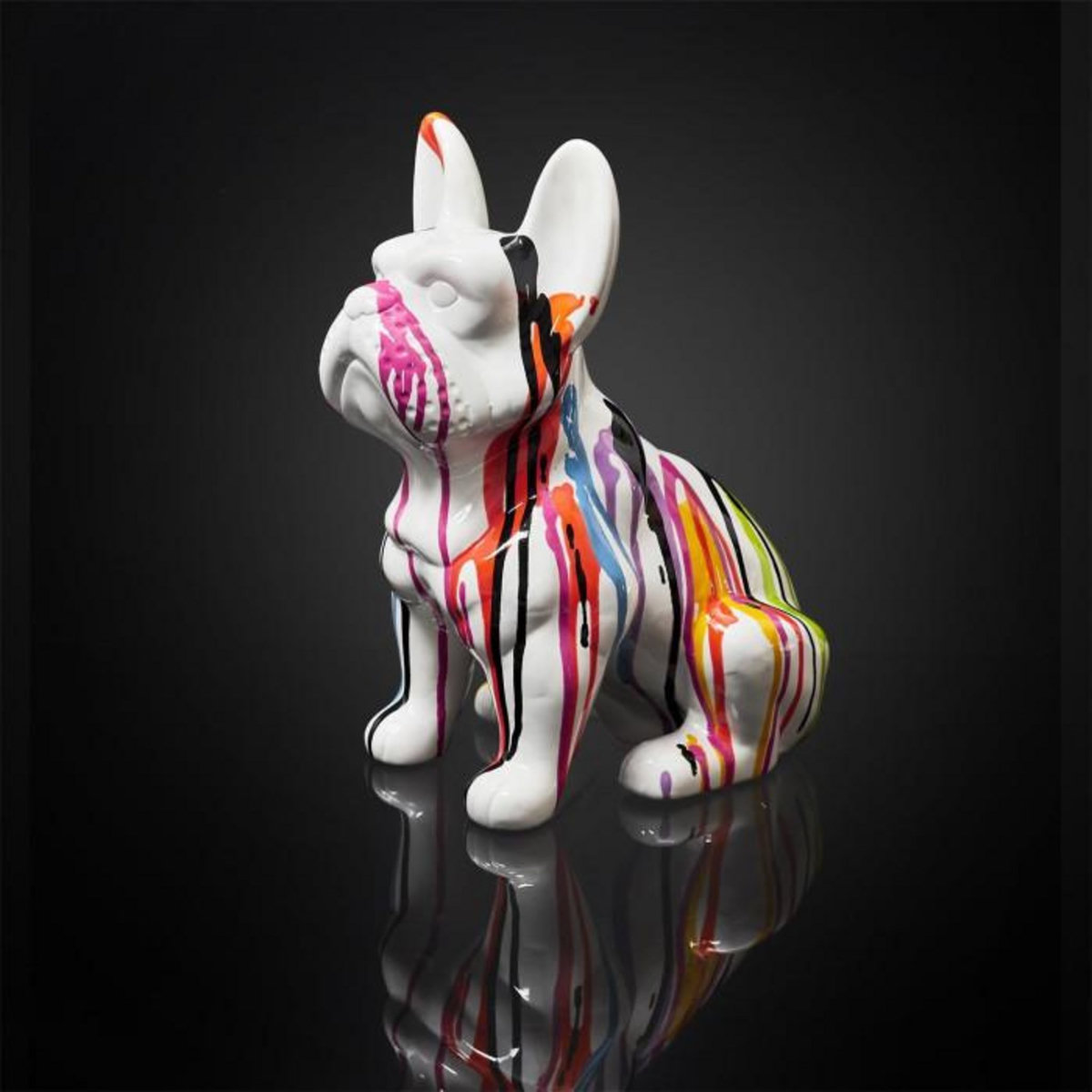 Paris Prix Statuette Déco  Bulldog Coulures  30cm Multicolore