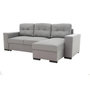 Voir la diapositive 6 : MARKET24 Canapé d'angle convertible réversible 3 places JAMES - L 245 x H 91 x P 139 cm - Coffre et 2 poufs Gris