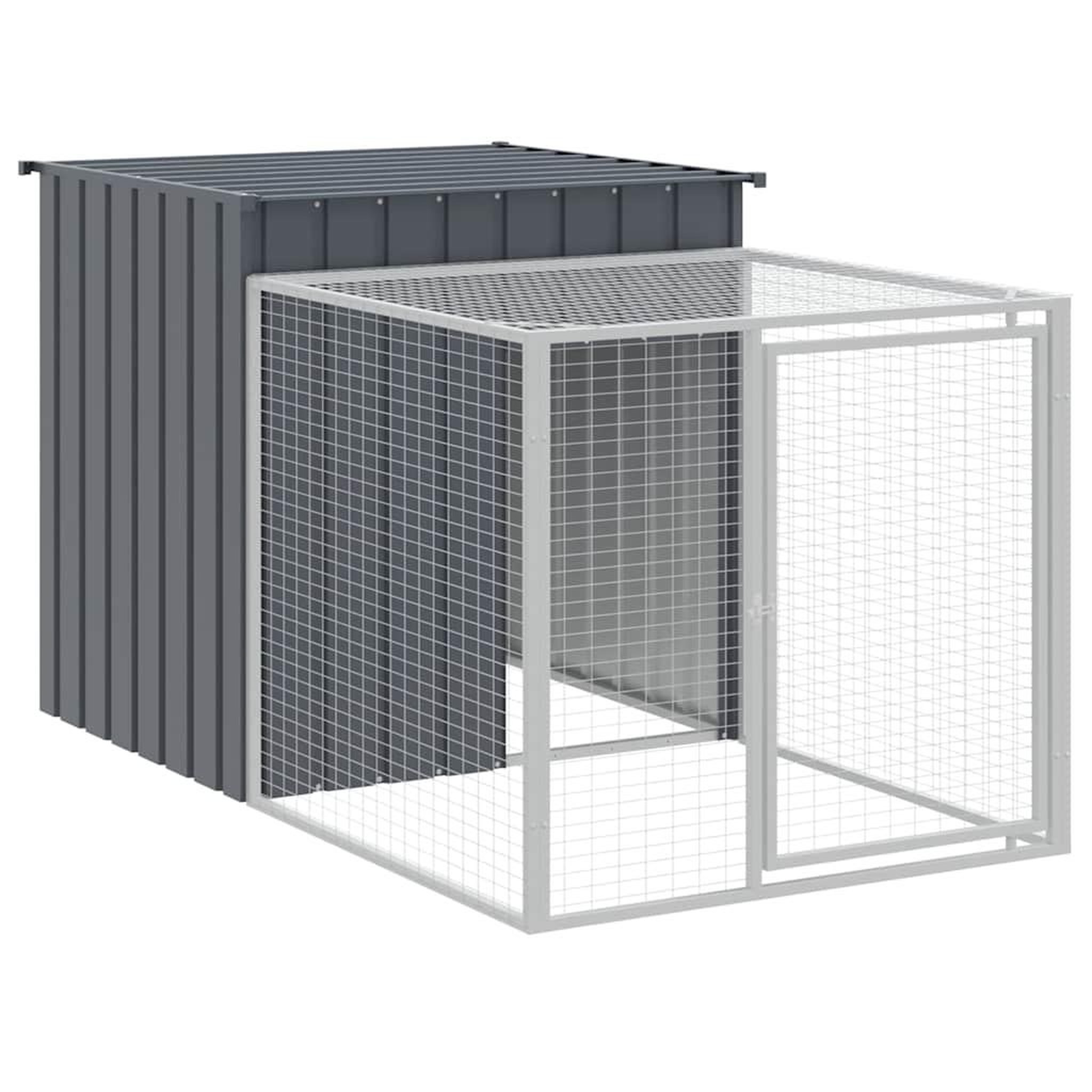 Voir la diapositive 2 : VIDAXL Poulailler avec cour anthracite 110x201x110 cm acier galvanise