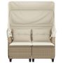 Voir la diapositive 5 : VIDAXL Canape de jardin 2 places avec auvent et tabourets beige rotin