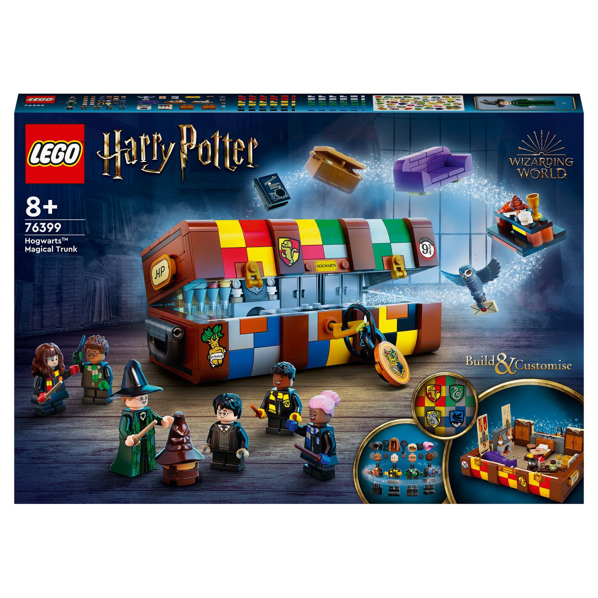 LEGO Harry Potter 76399 La Malle Magique de Poudlard, Malette personnalisable, Inclus 5 Minifigures de Personnages de l'Univers des Films