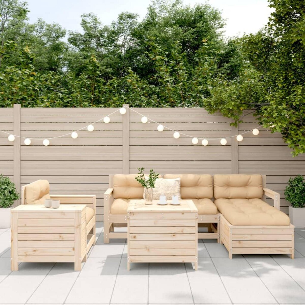 VIDAXL Salon de jardin 7 pcs bois de pin massif