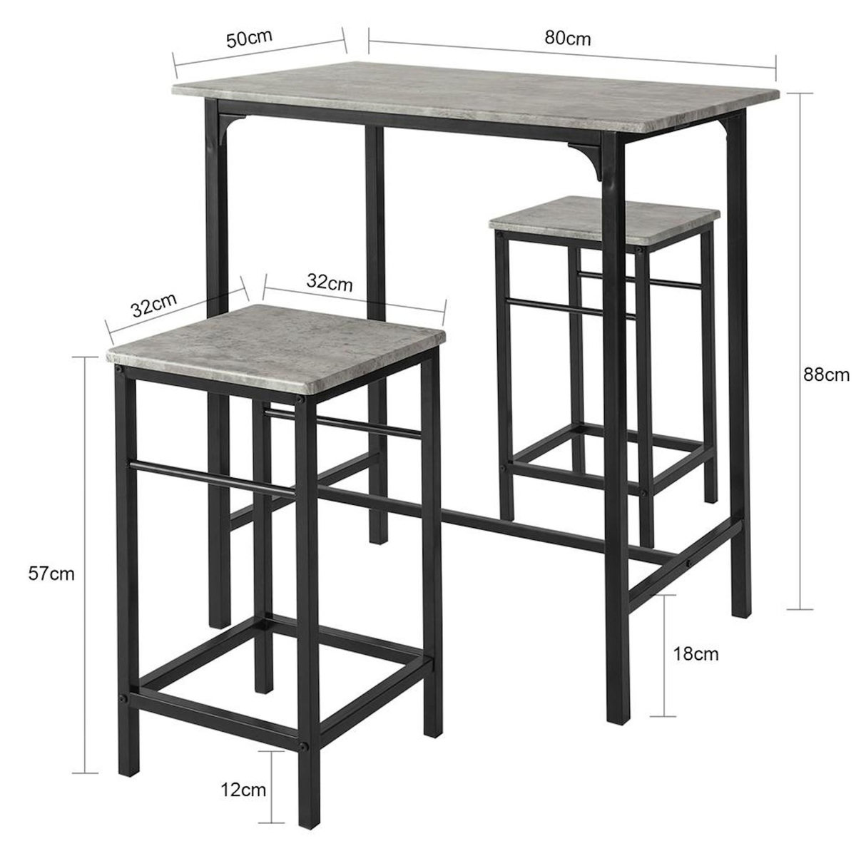 SOBUY SoBuy - Ensemble Table Et 2 Tabourets - Industriel - OGT10