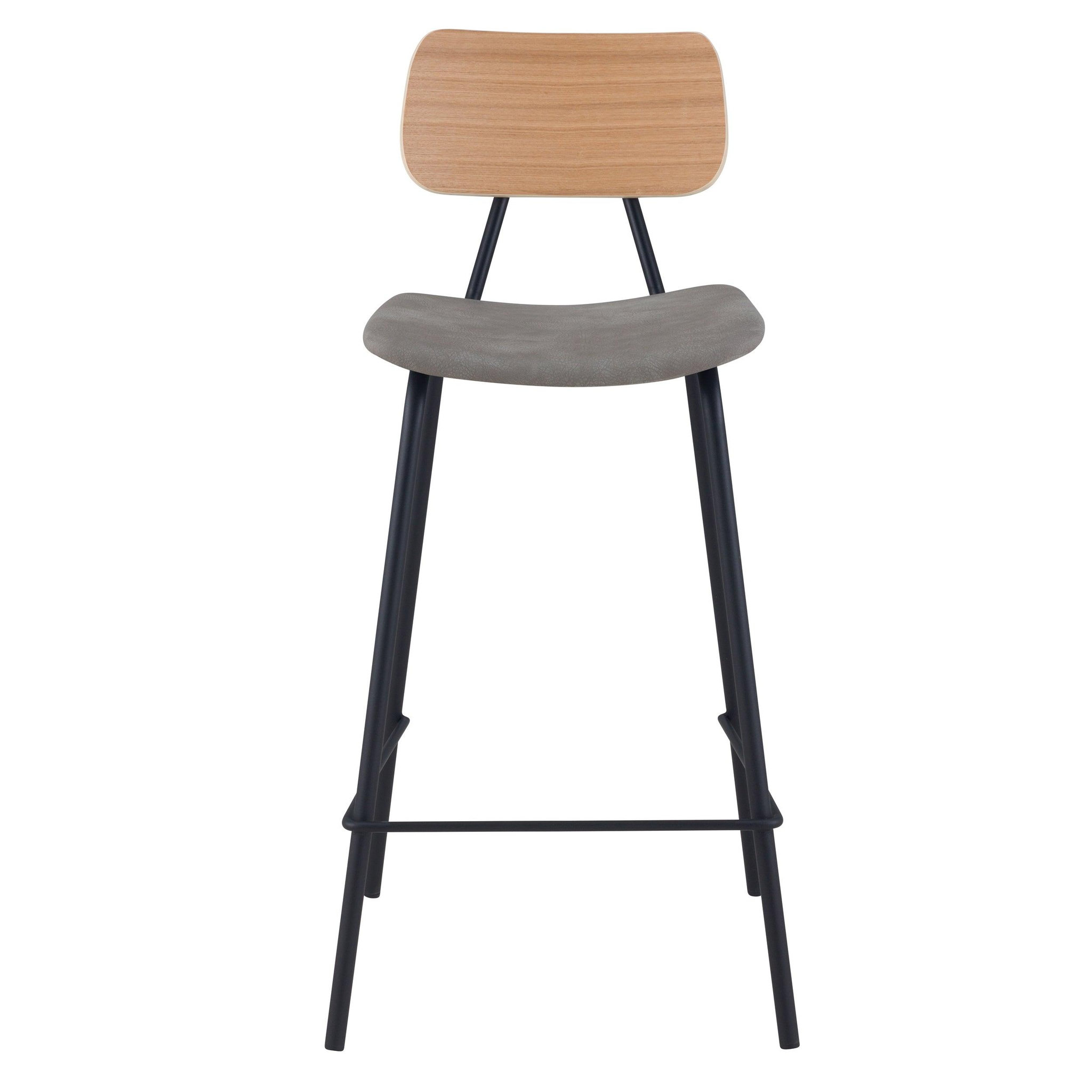 Voir la diapositive 2 : MAISON PAVANE Lot de 2 chaises pour îlot central 65 cm en cuir synthétique gris-madrague