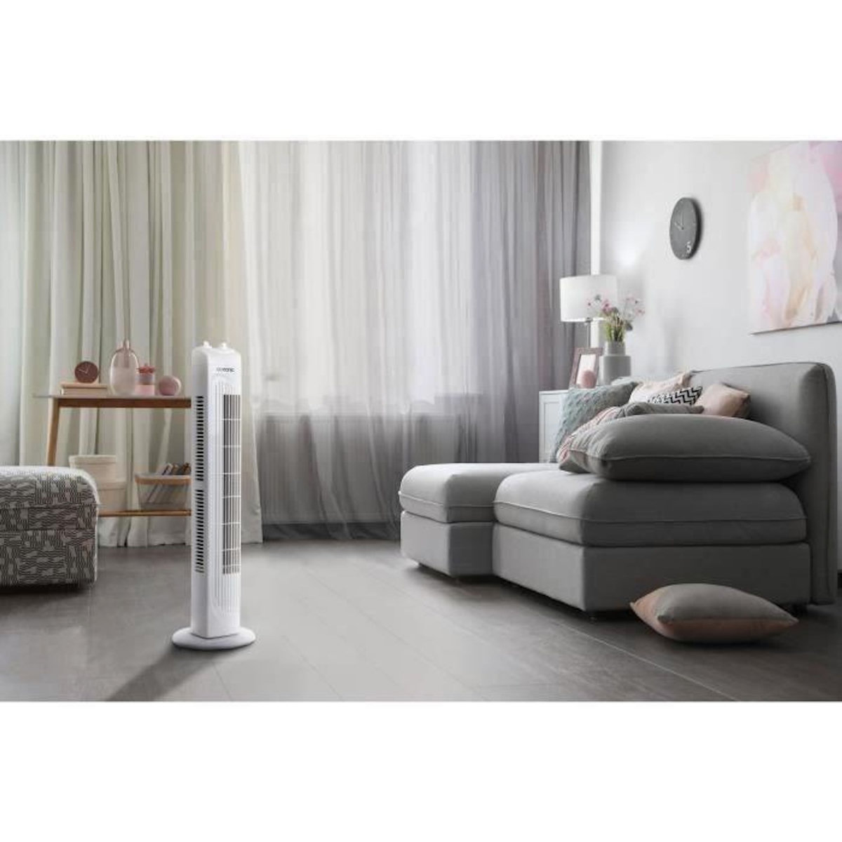 OCEANIC Ventilateur colonne OCEANIC - 45W -  3 vitesses - Oscillant - Minuterie - Blanc