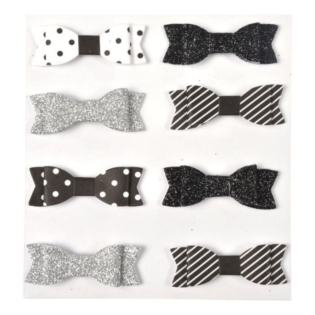 Paris Prix Lot de 8 Stickers  Nœud Paillettes  11cm Noir