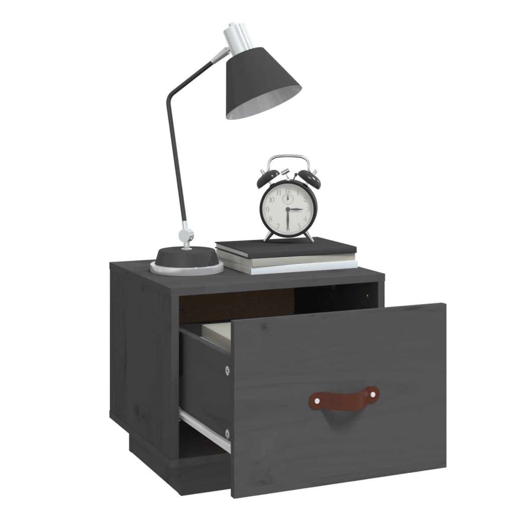 Voir la diapositive 4 : VIDAXL Table de chevet Gris 40x34x35 cm Bois de pin solide