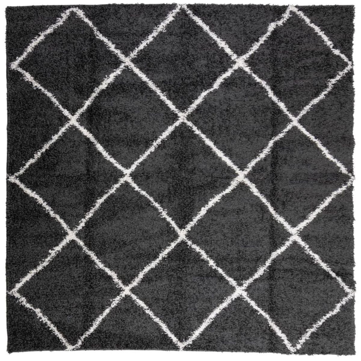 VIDAXL Tapis shaggy a poils longs moderne noir et creme 160x160 cm