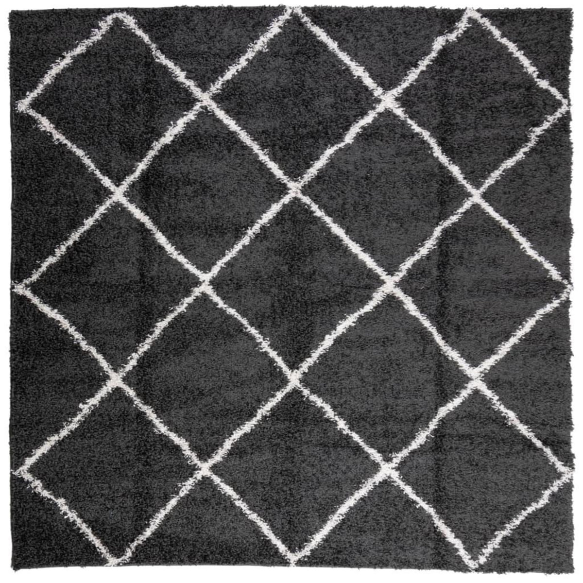 VIDAXL Tapis shaggy a poils longs moderne noir et creme 160x160 cm