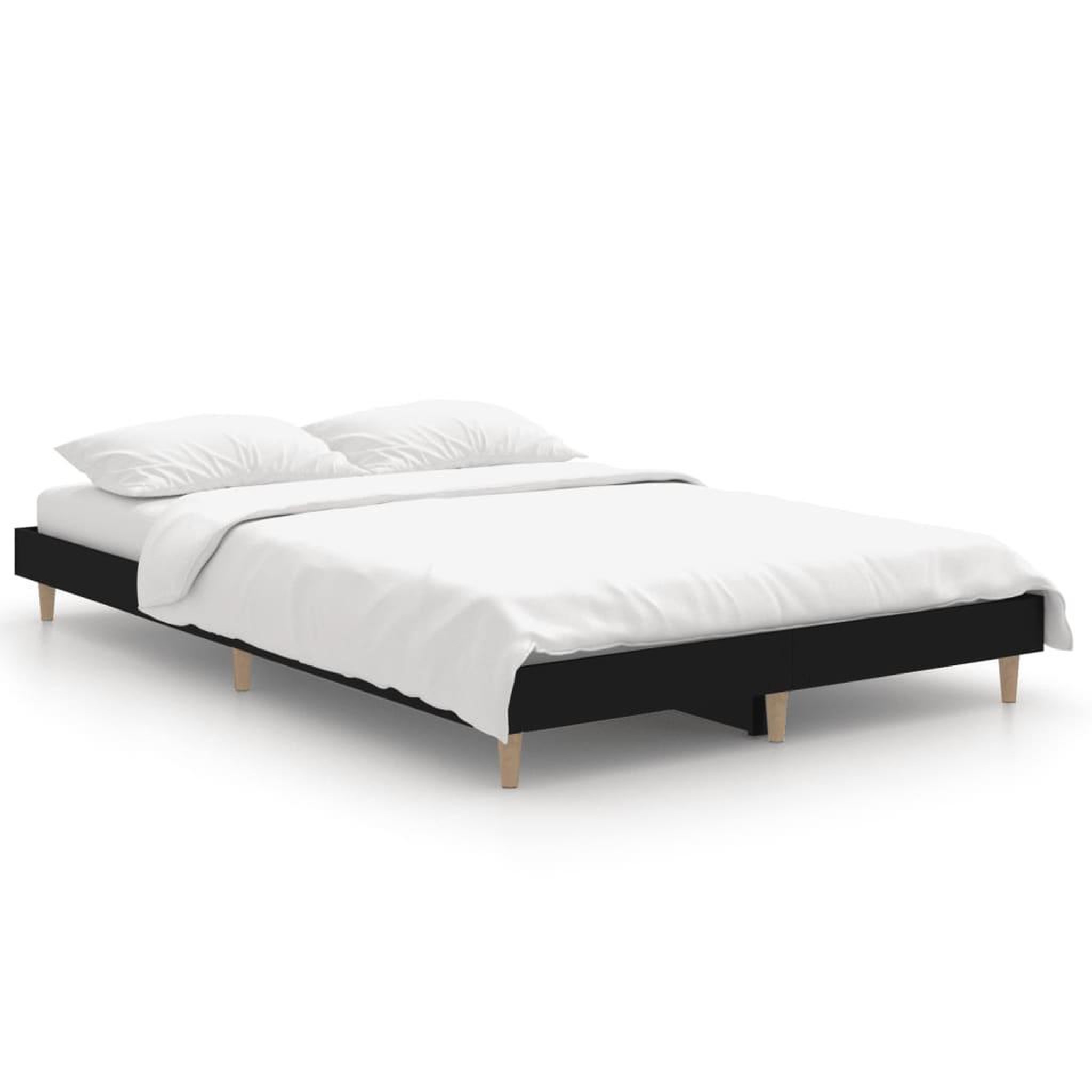 Voir la diapositive 2 : VIDAXL Cadre de lit sans matelas noir 120x190 cm bois d'ingenierie