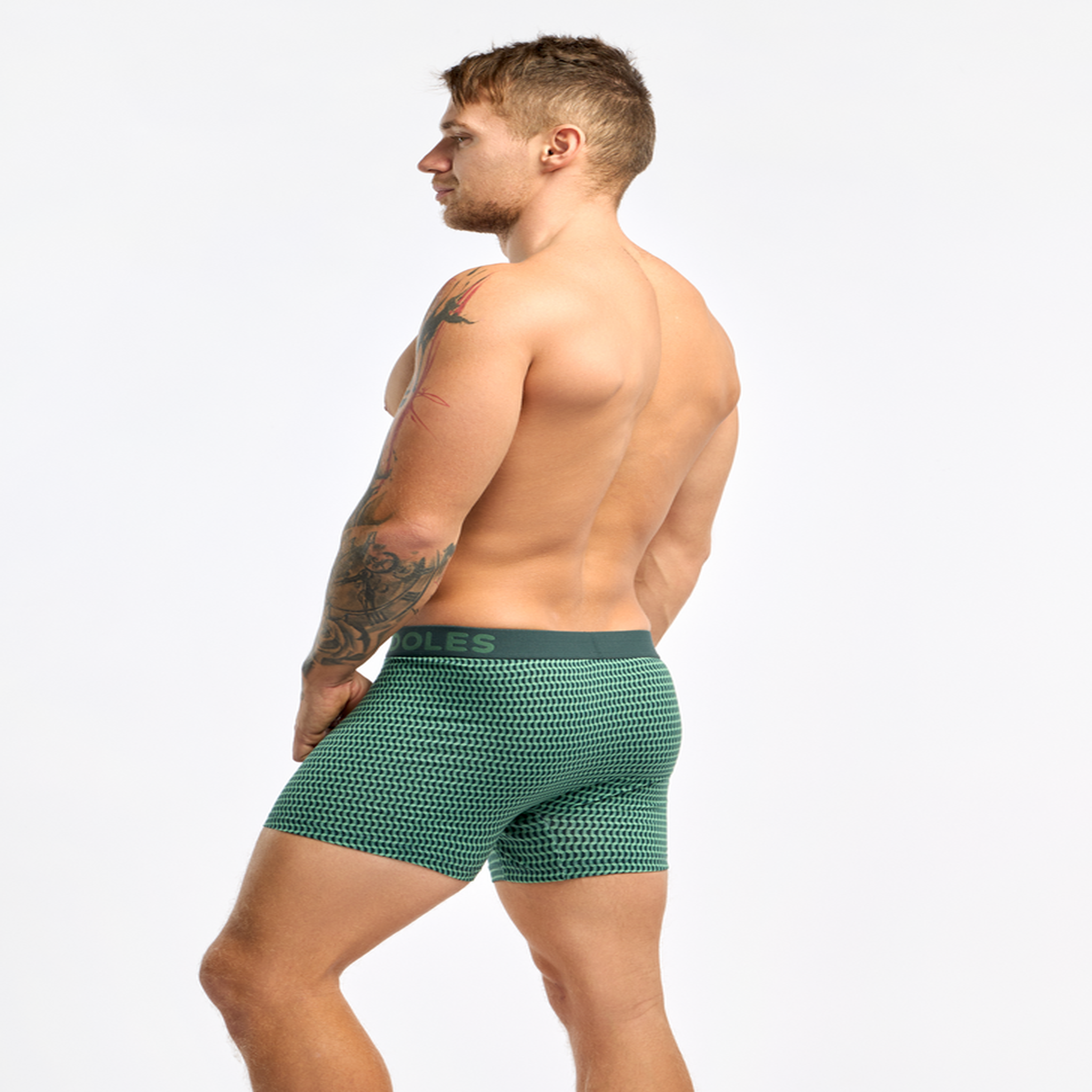 Voir la diapositive 4 : DEDOLES Boxer homme motif jacquard vert pastel