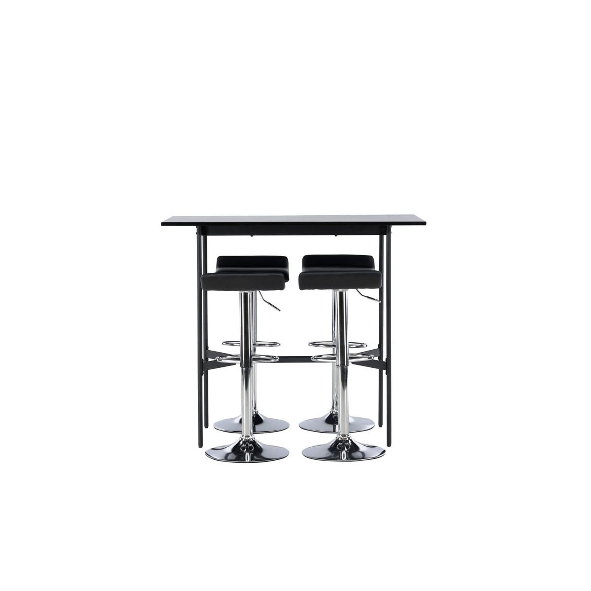 Voir la diapositive 2 : Paris Prix Ensemble Table de Bar & 4 Tabourets  Rax & Jonna  120cm Noir