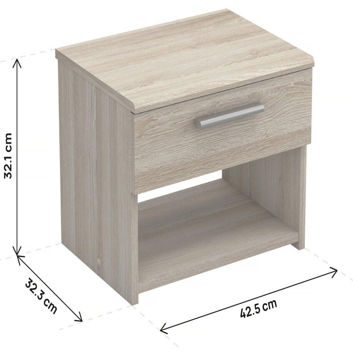 Habitat et Jardin Table de chevet en bois  Pricy  - 1 tiroir - 1 niche - 43 x 32 x 32 cm - Beige