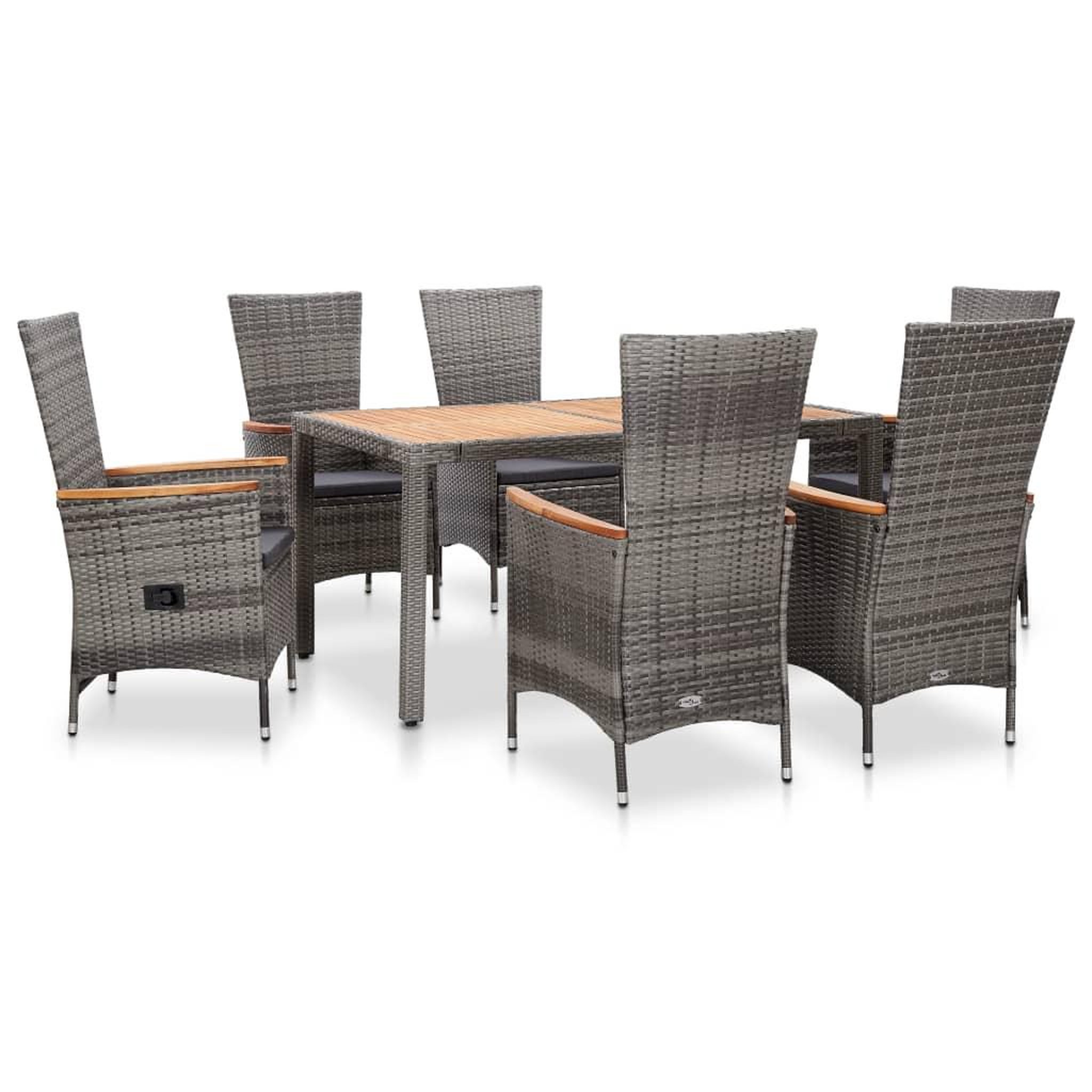 Voir la diapositive 1 : VIDAXL Salon de jardin 7 pcs avec coussins Resine tressee Gris