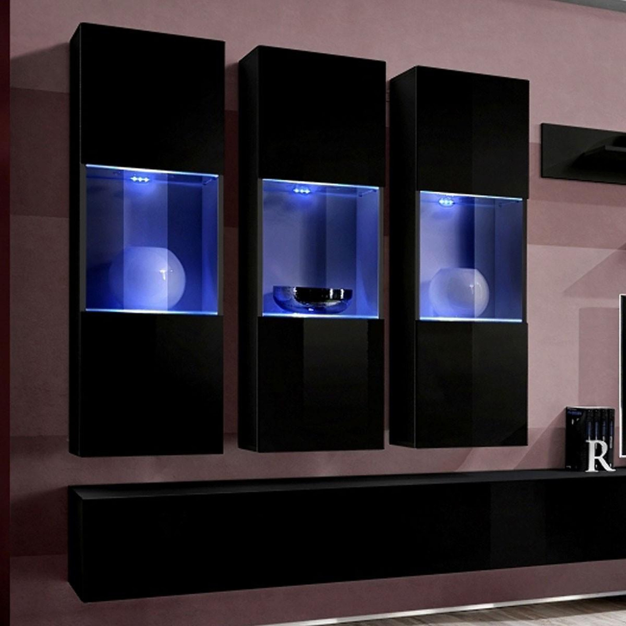Voir la diapositive 2 : Paris Prix Ensemble meuble tv mural  fly e2  320cm noir