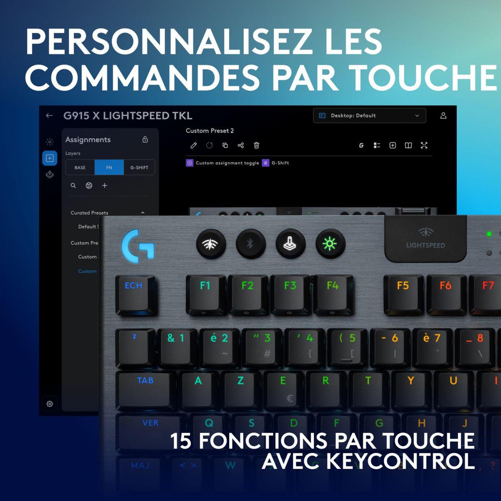 Voir la diapositive 4 : Logitech Clavier gamer sans fil g915 x lightspeed tkl linear noir