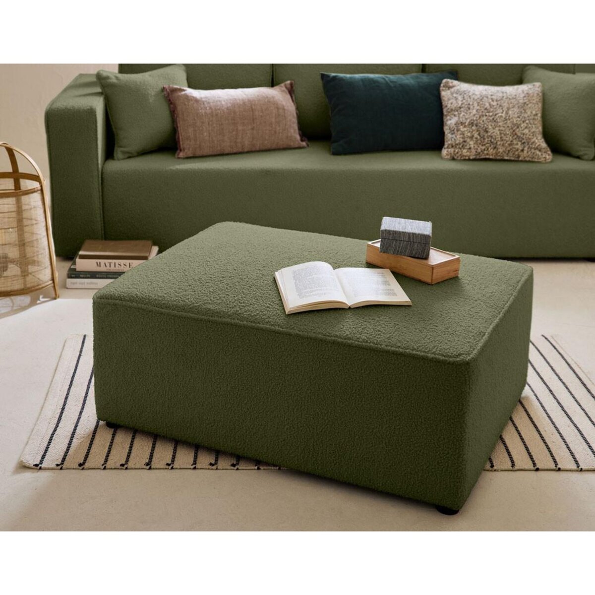 BEST MOBILIER Topaze - pouf - en tissu bouclette