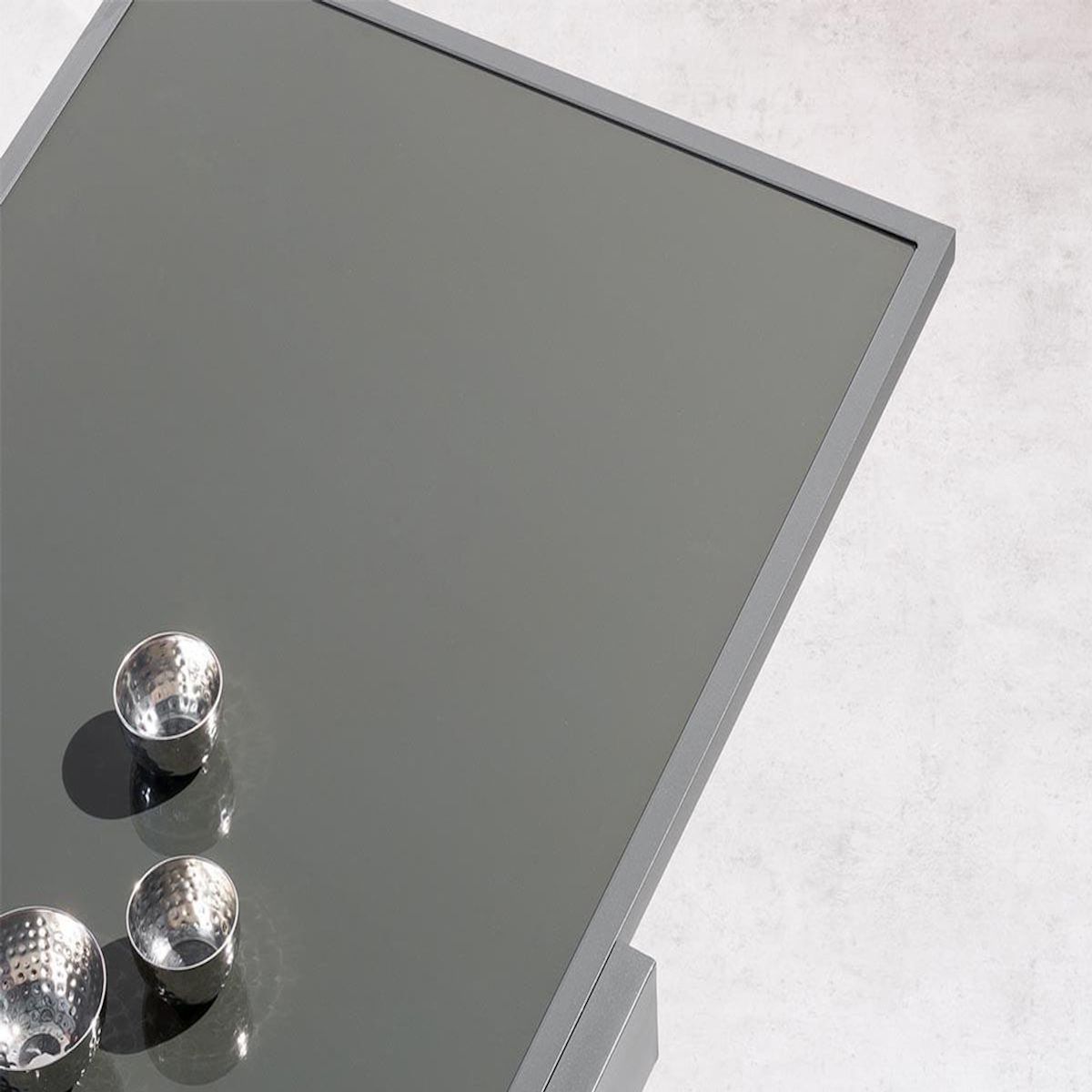 HESPERIDE Table extensible rectangulaire en verre Piazza 6/10 places Gris anthracite - Hespéride