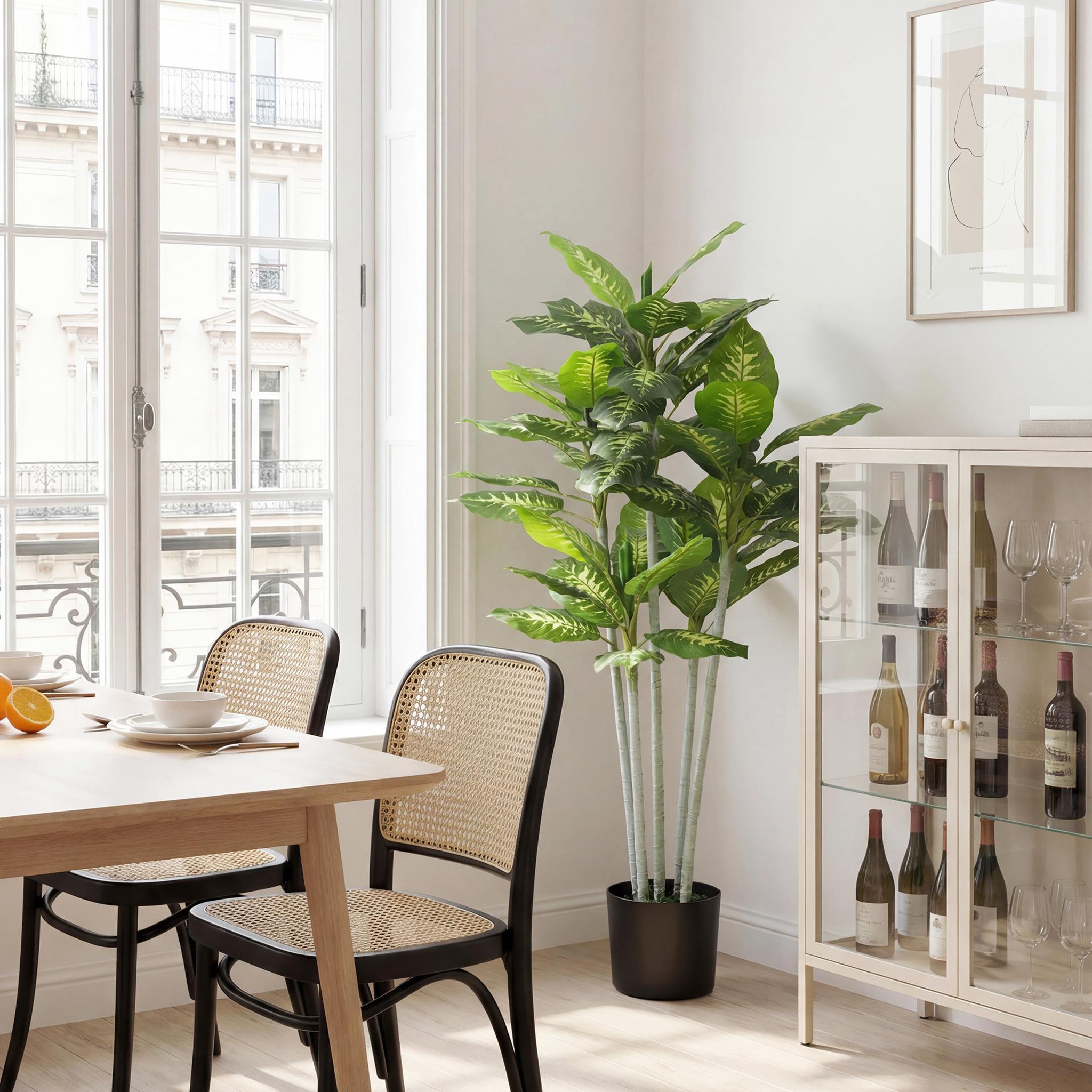 Voir la diapositive 6 : HOMCOM Plante artificielle Calathea H.150cm tronc branches lichen feuilles grand réalisme