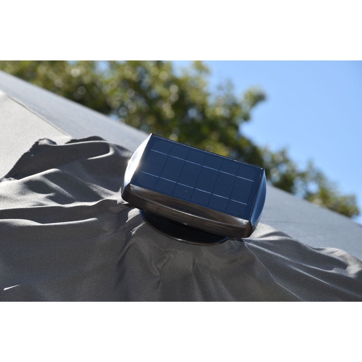 Parasol déporté 3x3m aluminium à bandeau LED gris CAPEO